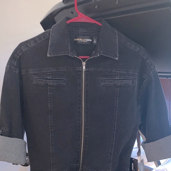 Brand New New York & Comp. Faded Thick Black Denim Dress Size S - Picture 2 of 5